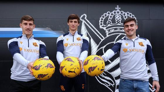 Aihen, Le Normand y Barrenetxea, esta mañana en Zubieta.