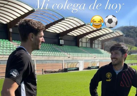 Fernando Llorente y David Silva, en el campo de fútbol de Asti de Zarautz.