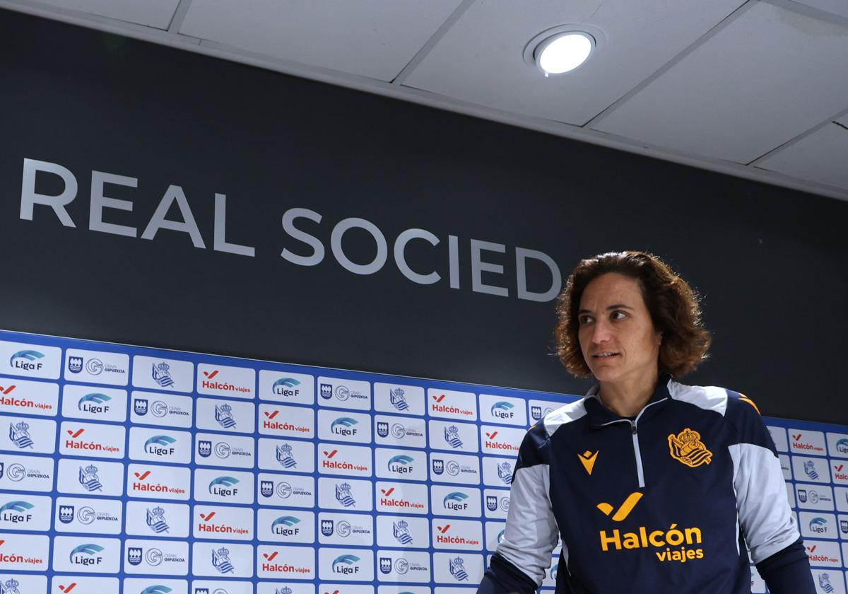 Natalia Arroyo, en la sala de prensa de Zubieta.