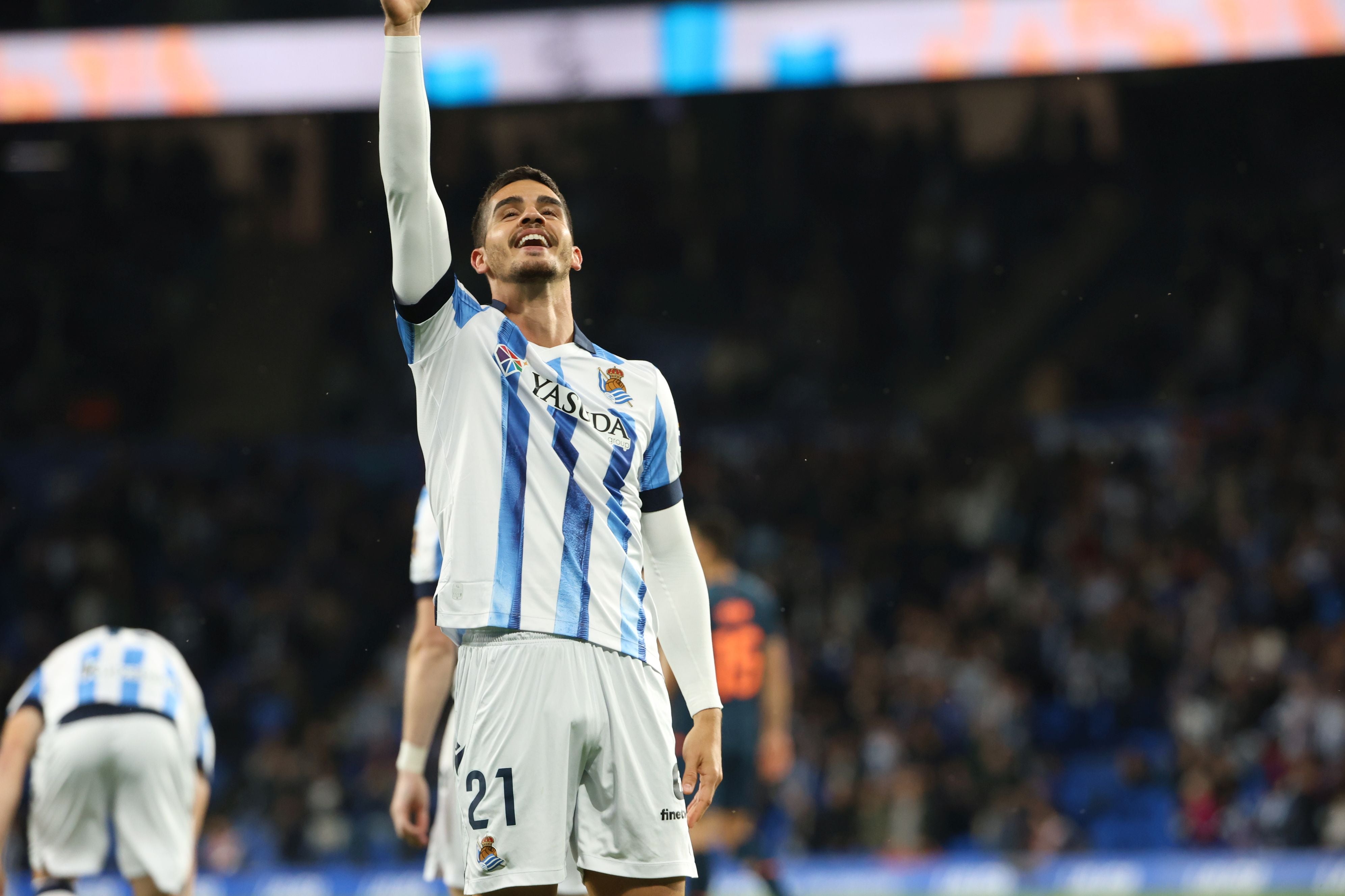 André Silva celebra su gol ante el Valencia.