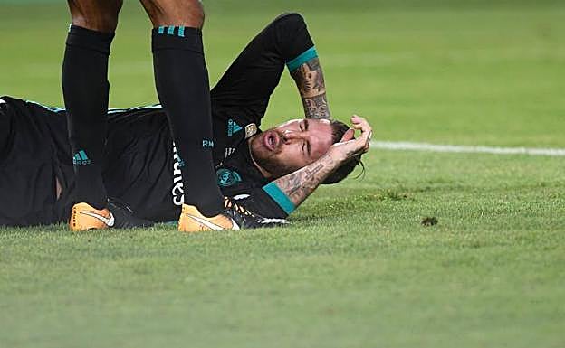 Sergio Ramos, ante el United. 