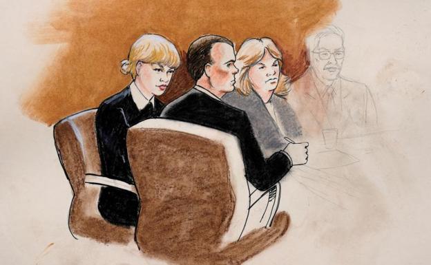 Dibujo de Taylor Swift durante el juicio. 
