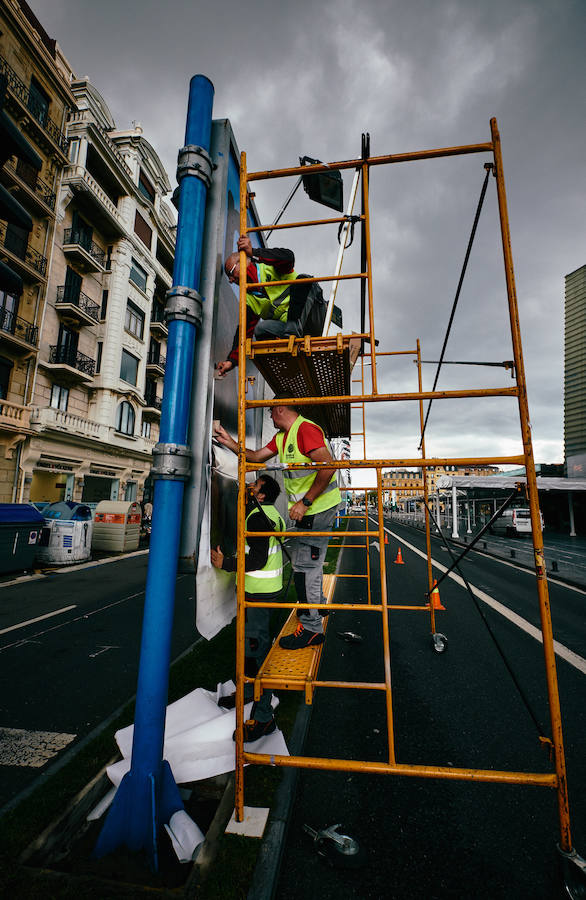 El exterior del Kursaal donostiarra está 'tomando forma' de cara al arranque el próximo viernes del Zinemalida.