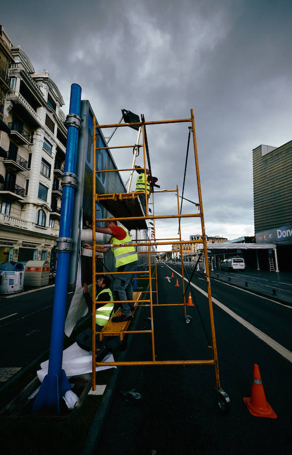 El exterior del Kursaal donostiarra está 'tomando forma' de cara al arranque el próximo viernes del Zinemalida.