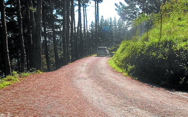 Detalle de la carretera a Eskineralde que esta siendo asfaltada. 