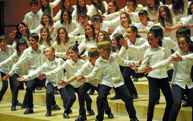 Hoy. Los jóvenes miembros de la Escolanía Easo durante un concierto.
