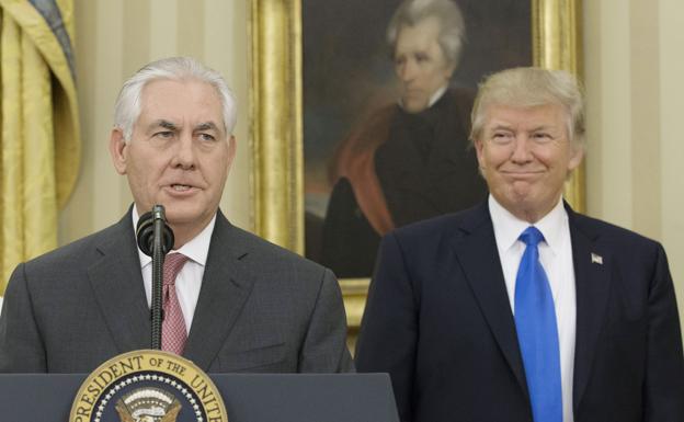 Rex Tillerson, durante una intervención junto a Donald Trump.