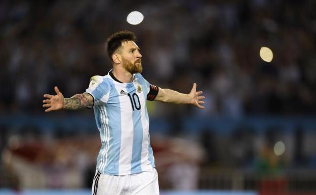 Messi, con la camiseta de Argentina. 