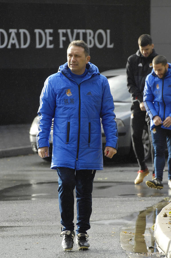 Eusebio ha citado a sus jugadores esta mañana en Zubieta para el último entrenamiento antes del debi de mañana en San Mamés contra el Athletic). 
