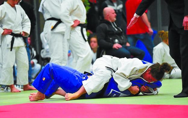 La judoka de Hondarribia en uno de los combates que ha realizado.