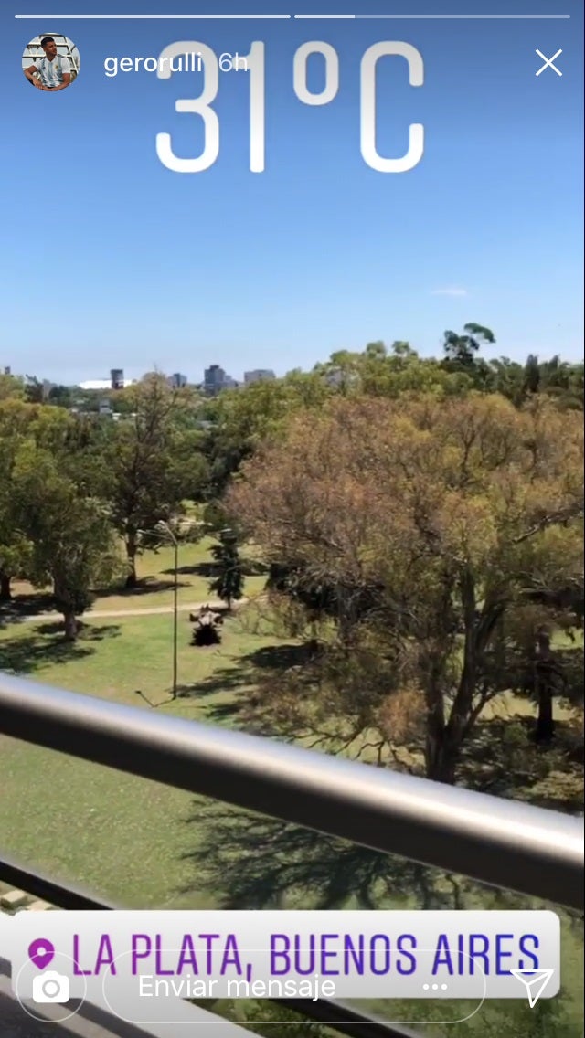 Rulli compartió con sus seguidores esta fotografía desde la ciudad argentina de La Plata.