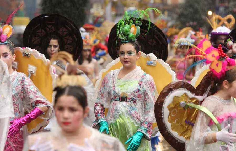 Armados con chubasqueros, los integrantes de las comparsas de Errenteria salieron a las calles de la localidad para festejar el Carnaval. 