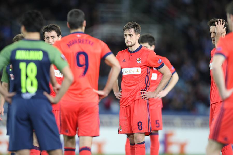 El partido entre la Real Sociedad y el Salzburgo en Anoeta, en imágenes