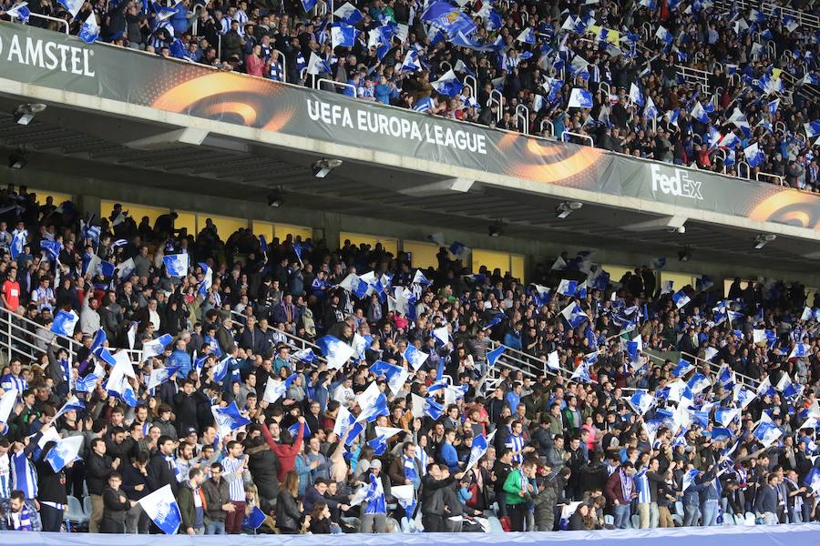 El partido entre la Real Sociedad y el Salzburgo en Anoeta, en imágenes