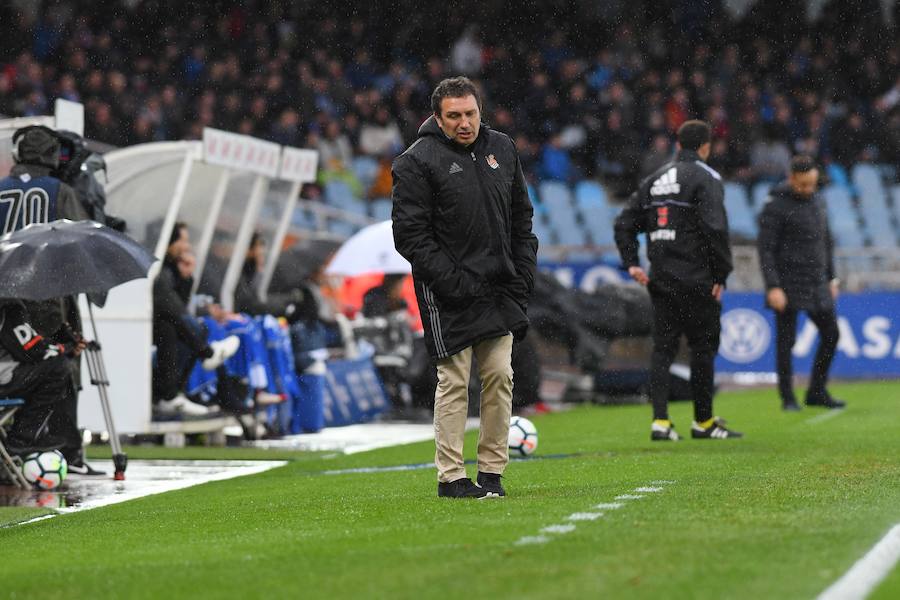 Partido bajo la lluvia en Anoeta entre la Real Sociedad y el Getafe