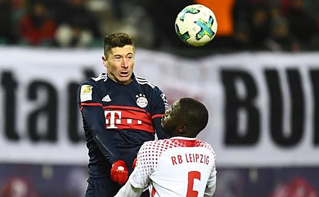 Robert Lewandowski, en un partido contra el Leipzig. 