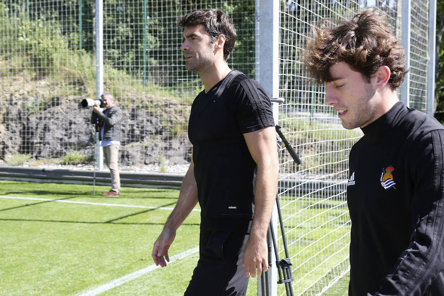 Los jugadores de la Real Sociedad han entrenado este viernes en Zubieta de cara al partido de mañana a las 16.15 horas en Anoeta contra el Leganés en Anoeta.