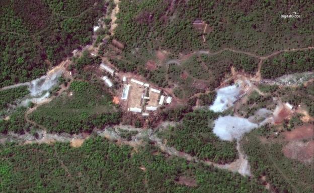 Vista del centro de pruebas nucleares de Punggye-ri. 