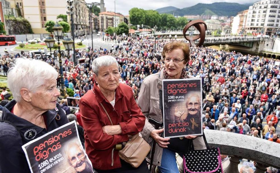 Manifestación de pensionistas celebrada el pasado lunes en Bilbao.