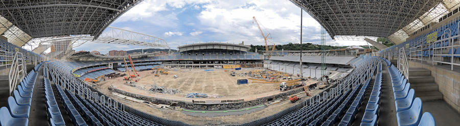 Ya se puede vislumbrar cómo se verán los partidos desde uno de los fondos del nuevo campo