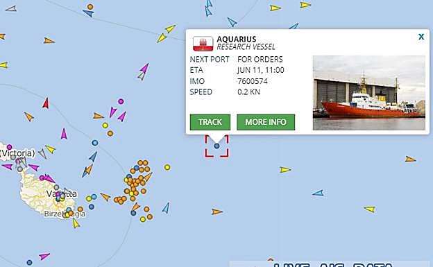 Gráfico. La localización del 'Aquarius', en directo.