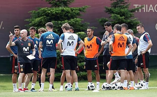 Entrenamiento de la selección española este sábado en Krasnodar.