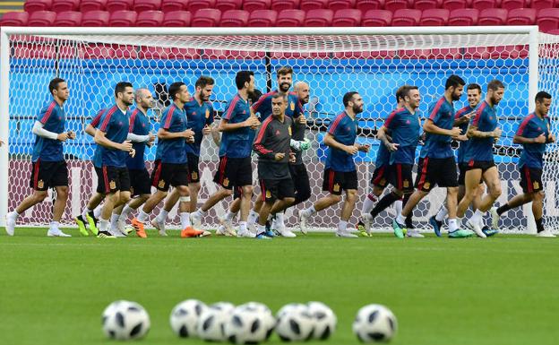 La Roja, en un entrenamiento.