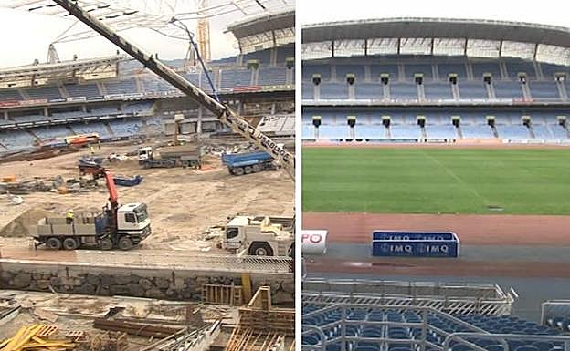Comparativa del estado de Anoeta al inicio de las obras y en la actualidad. 
