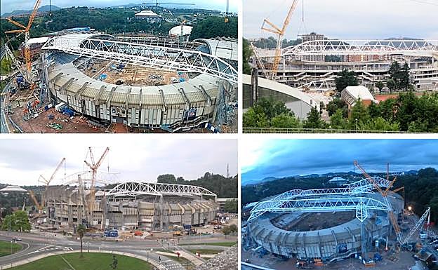 Así han izado las cuatro cerchas. 