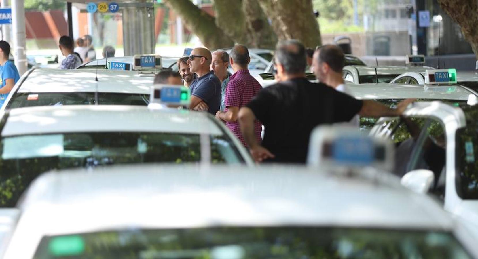 El sector de los taxistas se ha concentrado este lunes en la Estación del Norte yse ha dirigido en caravana hacia Pío XII