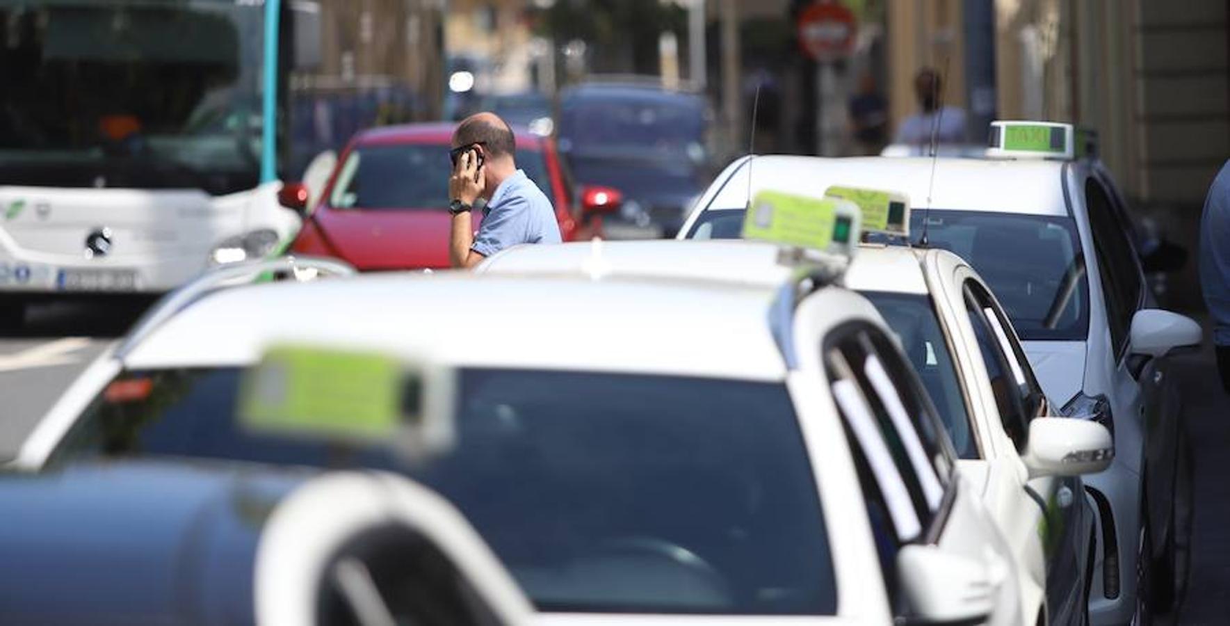 El sector de los taxistas se ha concentrado este lunes en la Estación del Norte yse ha dirigido en caravana hacia Pío XII