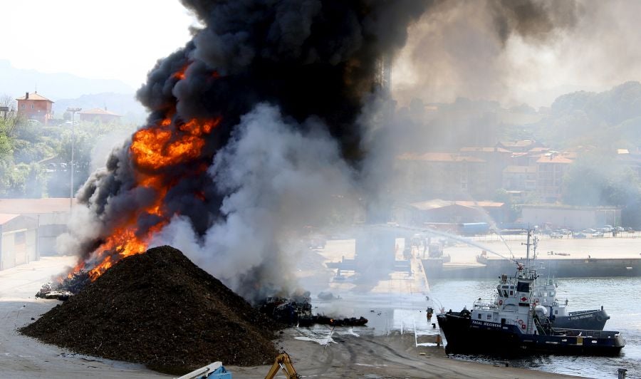 El fuego originado en un cúmulo de chatarra prensada ha provocado una columna de humo tóxica que se veía desde varios kilómetros a la redonda.
