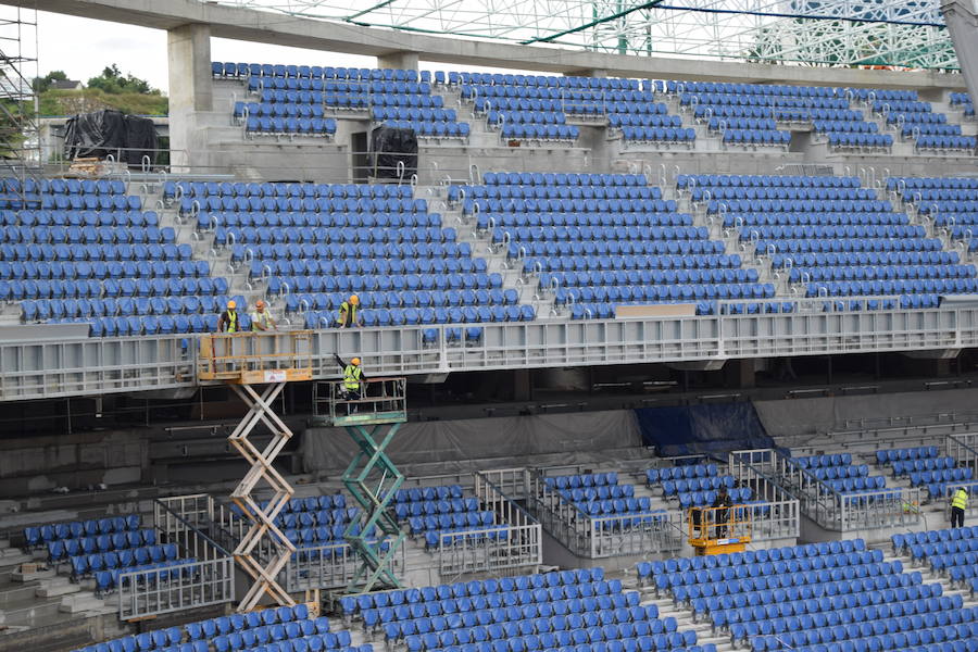 El estadio de Anoeta ya muestra en buena parte cómo estará el día de su reapertura, el 15 de septiembre, ante el F.C. Barcelona