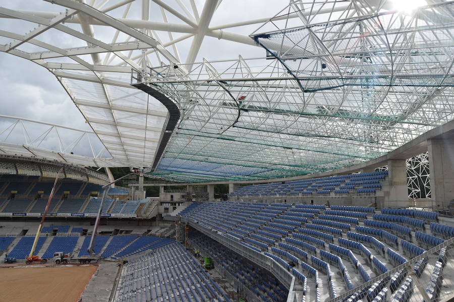 El estadio de Anoeta ya muestra en buena parte cómo estará el día de su reapertura, el 15 de septiembre, ante el F.C. Barcelona
