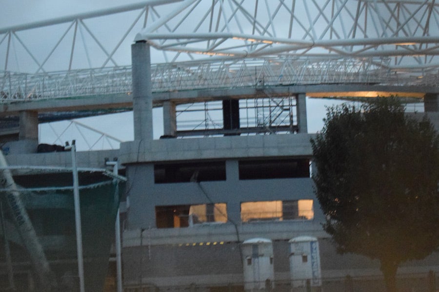 La zona del videomarcador este martes a primera hora de la noche.