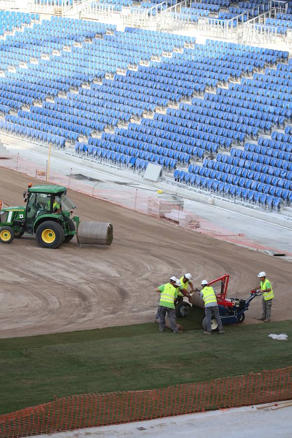Este lunes ha dado comienzo la instalación del nuevo césped en el estadio txuri-urdin. El arranque ha sido por la Tribuna Oeste