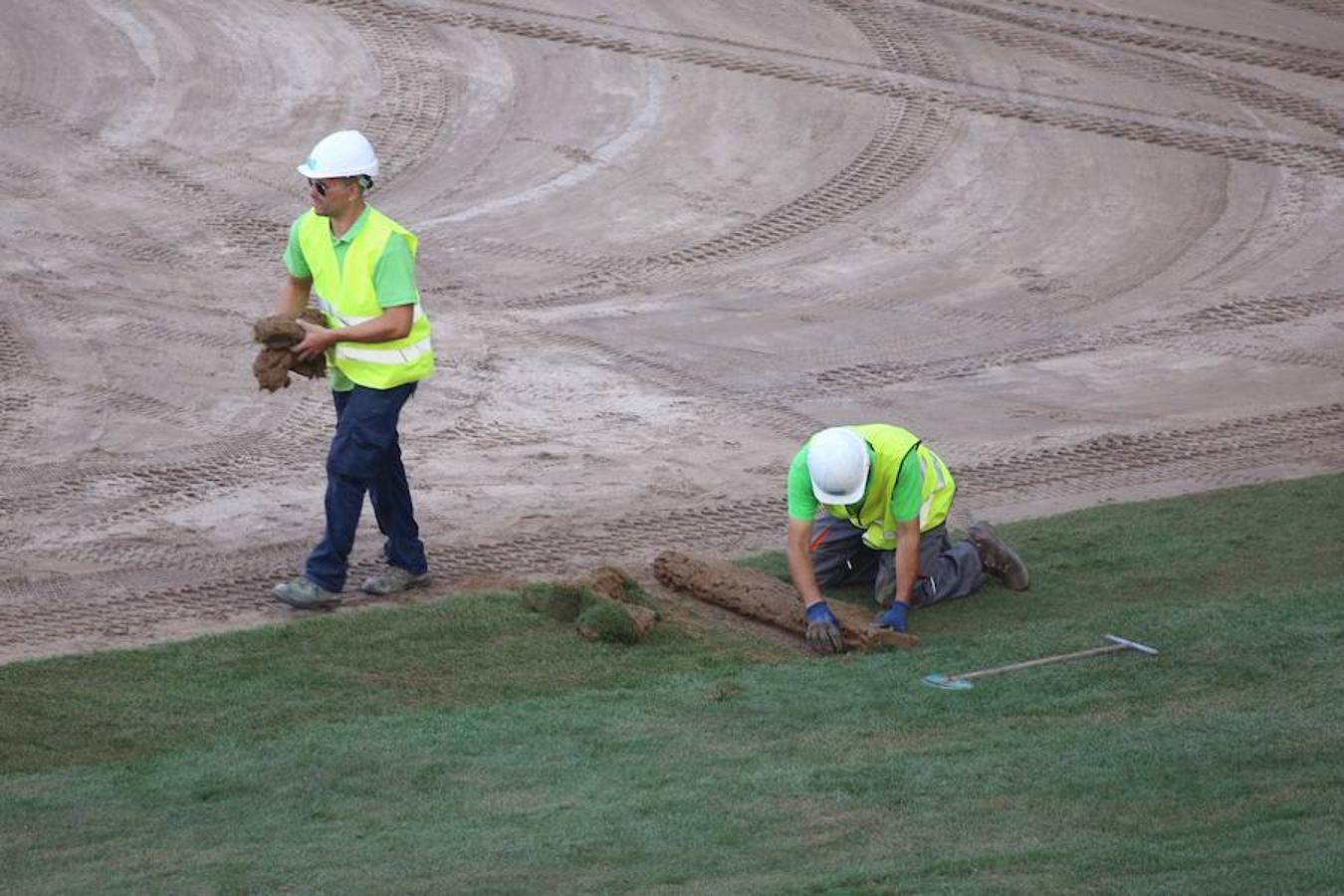 Este lunes ha dado comienzo la instalación del nuevo césped en el estadio txuri-urdin. El arranque ha sido por la Tribuna Oeste
