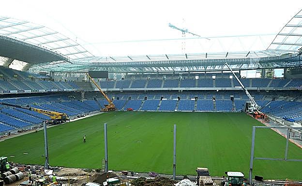Estado de las obras de Anoeta este jueves por la mañana. 