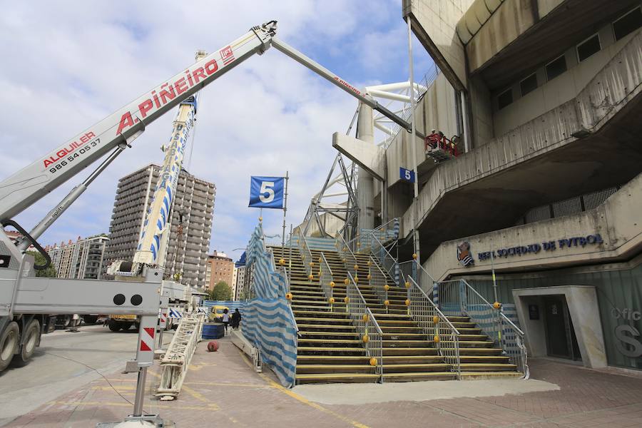 Los operarios siguen trabajando a gran ritmo para que el estadio esté en las mejores condiciones posibles el sábado ante el Barcelona