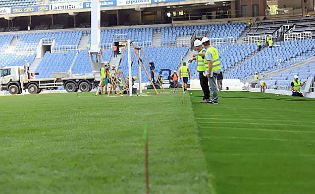 Imagen. Estado del césped de Anoeta este pasado sábado. 