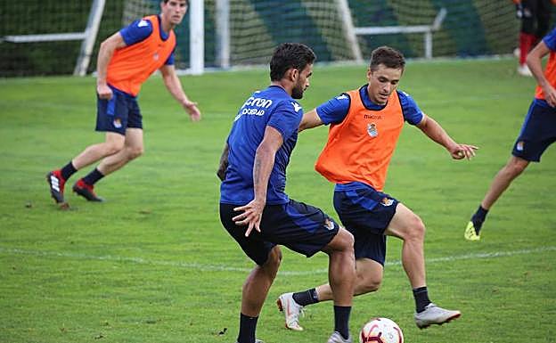 El ariete brasileño Willian José, durante el entrenamiento de este martes en Zubieta