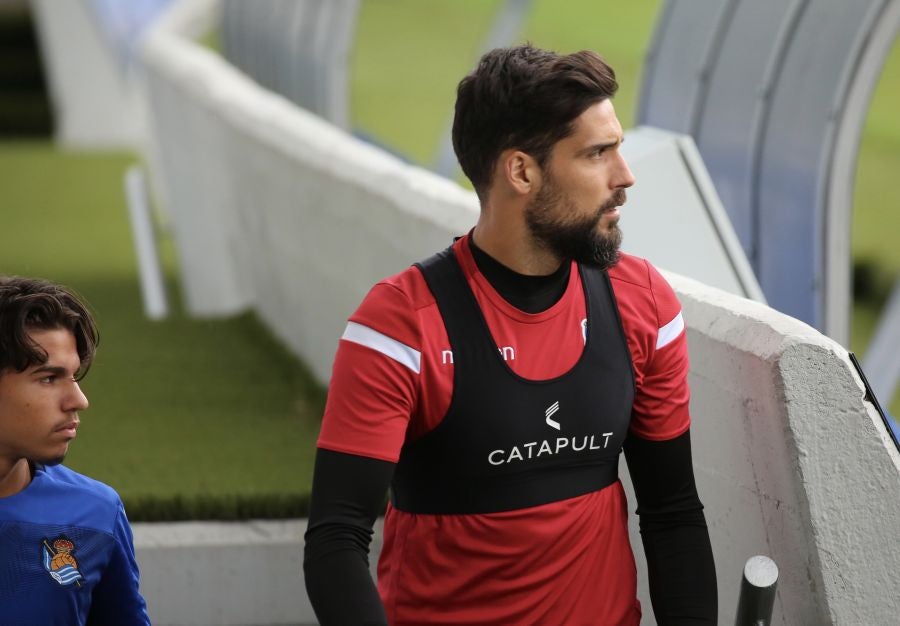 Entrenamiento de la Real Sociedad que este martes recibe al Rayo Vallecano en Anoeta. 