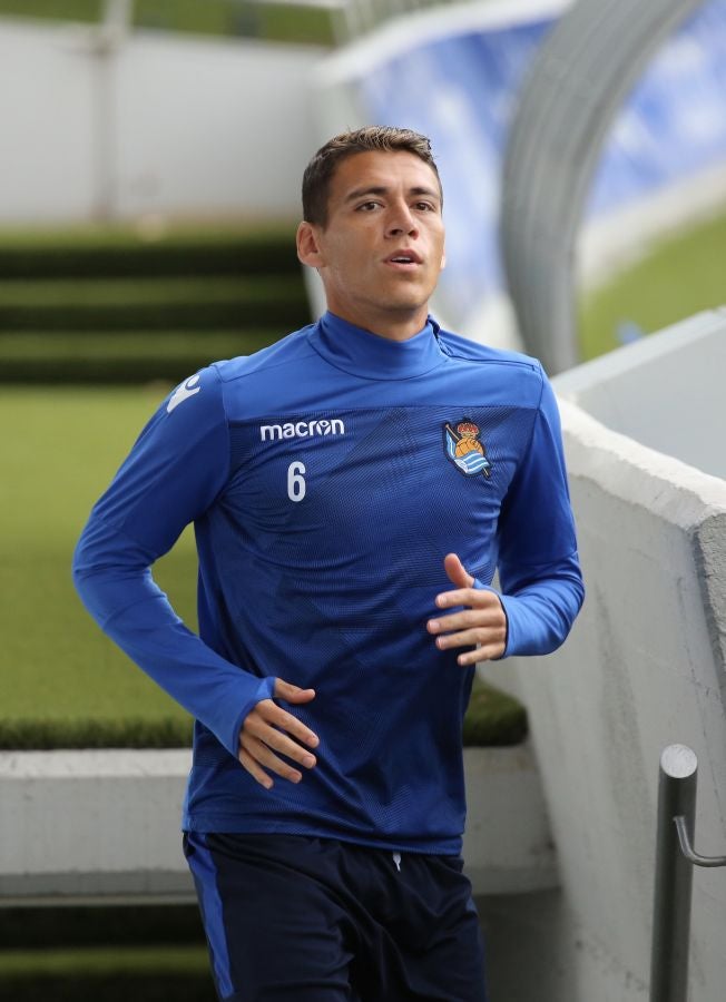 Entrenamiento de la Real Sociedad que este martes recibe al Rayo Vallecano en Anoeta. 