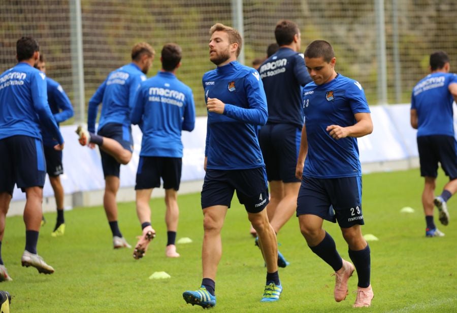Entrenamiento de la Real Sociedad que este martes recibe al Rayo Vallecano en Anoeta. 