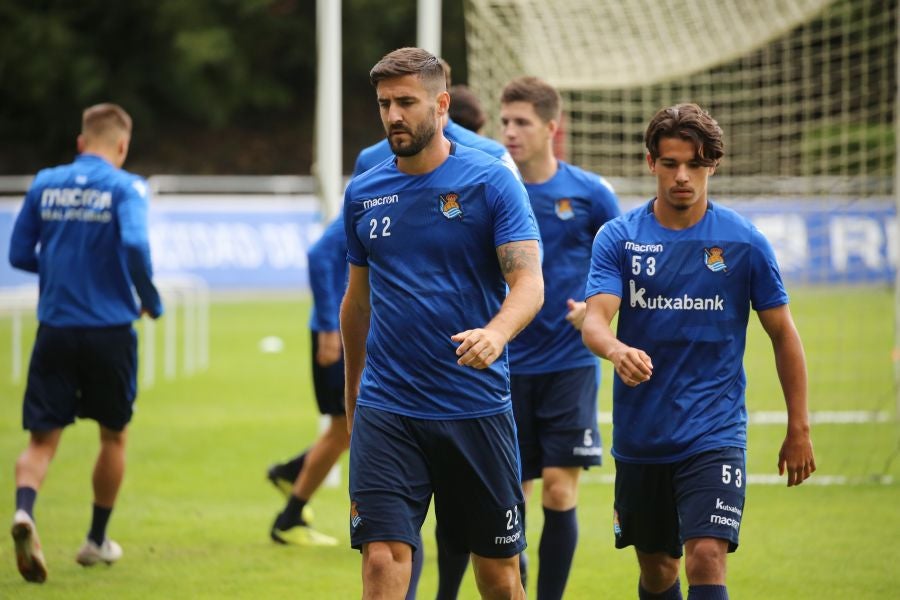 Entrenamiento de la Real Sociedad que este martes recibe al Rayo Vallecano en Anoeta. 
