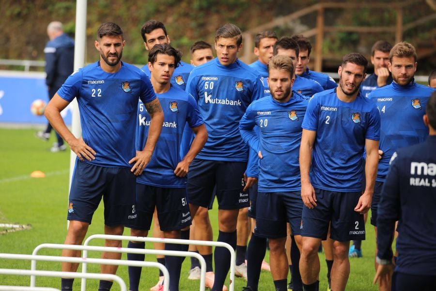 Entrenamiento de la Real Sociedad que este martes recibe al Rayo Vallecano en Anoeta. 