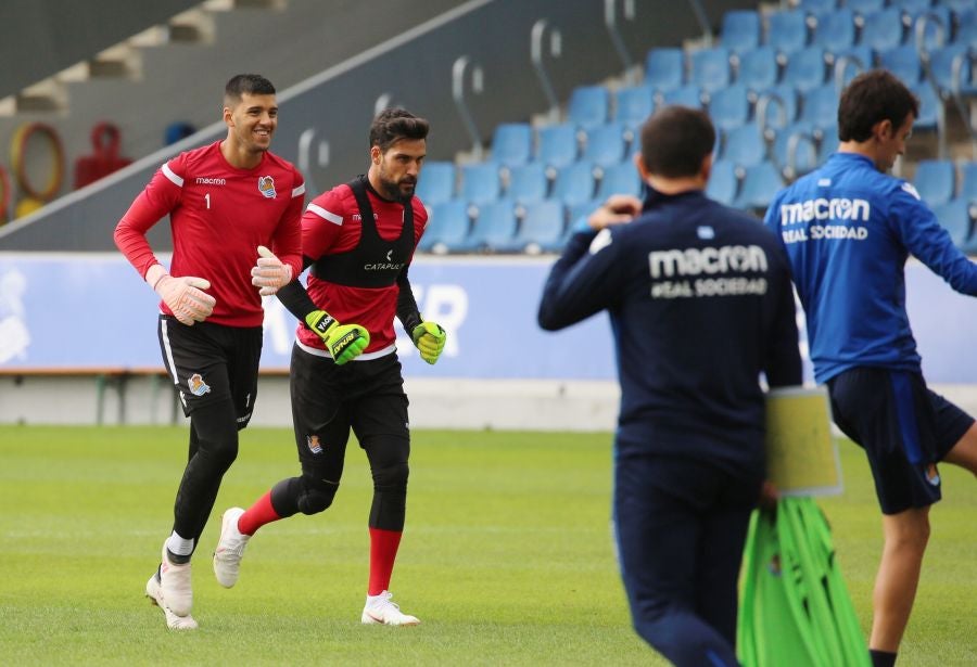 Entrenamiento de la Real Sociedad que este martes recibe al Rayo Vallecano en Anoeta. 