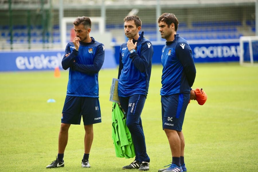 Entrenamiento de la Real Sociedad que este martes recibe al Rayo Vallecano en Anoeta. 