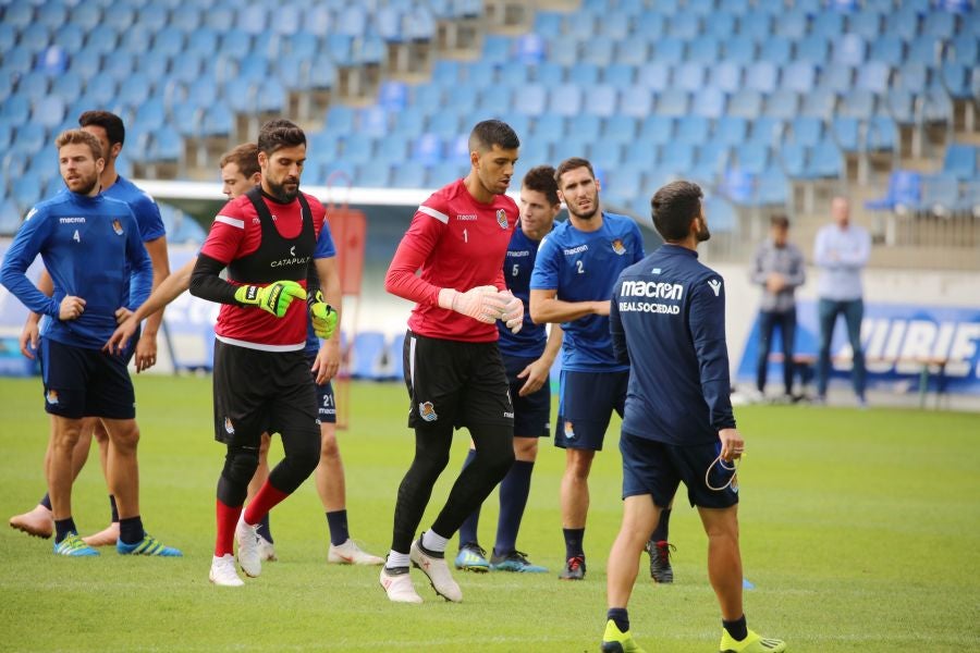 Entrenamiento de la Real Sociedad que este martes recibe al Rayo Vallecano en Anoeta. 