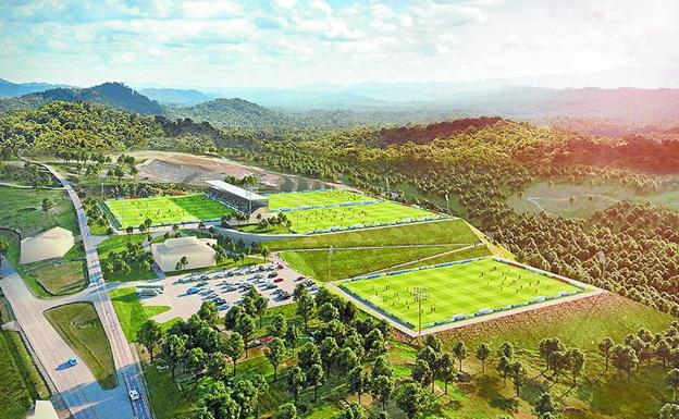 Imagen virtual de la hipotética ciudad deportiva del Eibar que se situaría en Areitio.